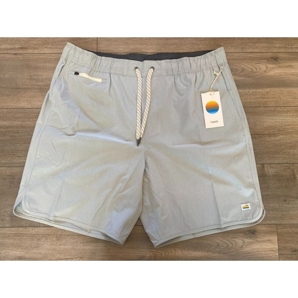 Vuori Banks Short 7.5" Mens XXL V330 Sky Grey Linen Texture Stripe Drawstring